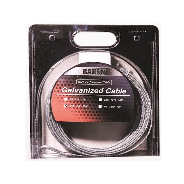 Baron Baron Galvanized Galvanized Steel 1/16 in. D X 100 ft. L Aircraft Cable 76005 - main
